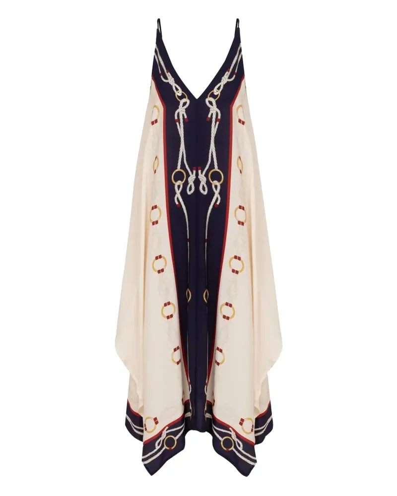 Lenny Niemeyer Midikleid mit Marine-Print - Weiß Weiß