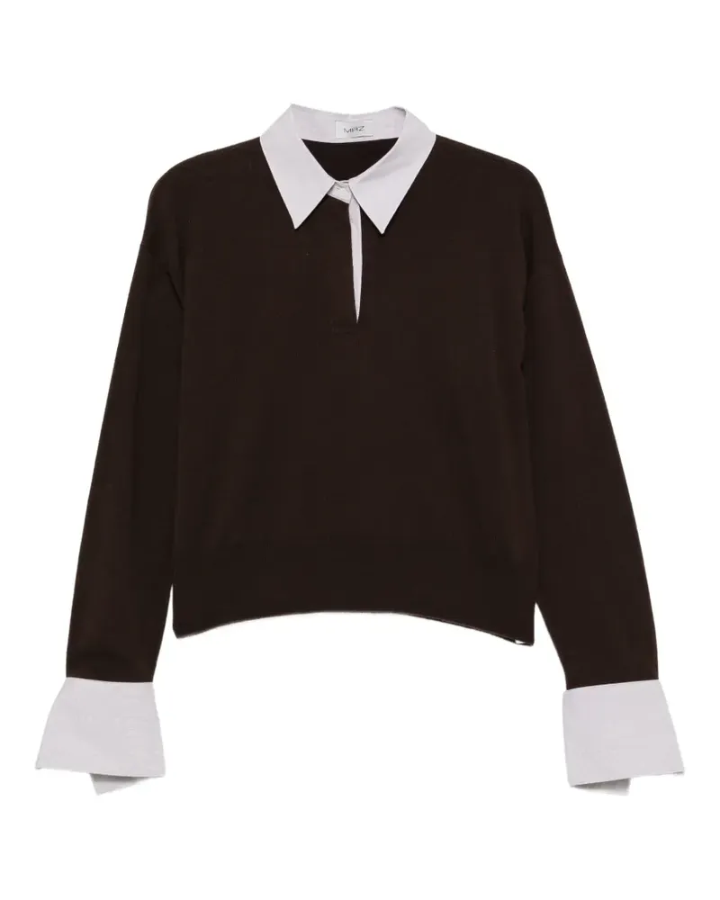 MRZ layered-effect long-sleeve polo top - Braun Braun