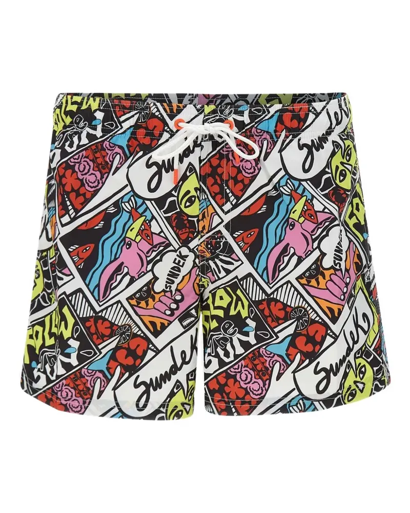 Sundek Badeshorts mit Comic-Print - Weiß Weiß