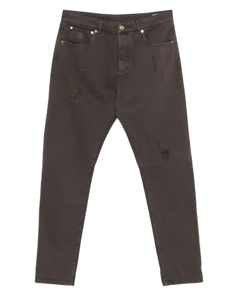Brunello Cucinelli Jeans in Distressed-Optik - Braun Braun