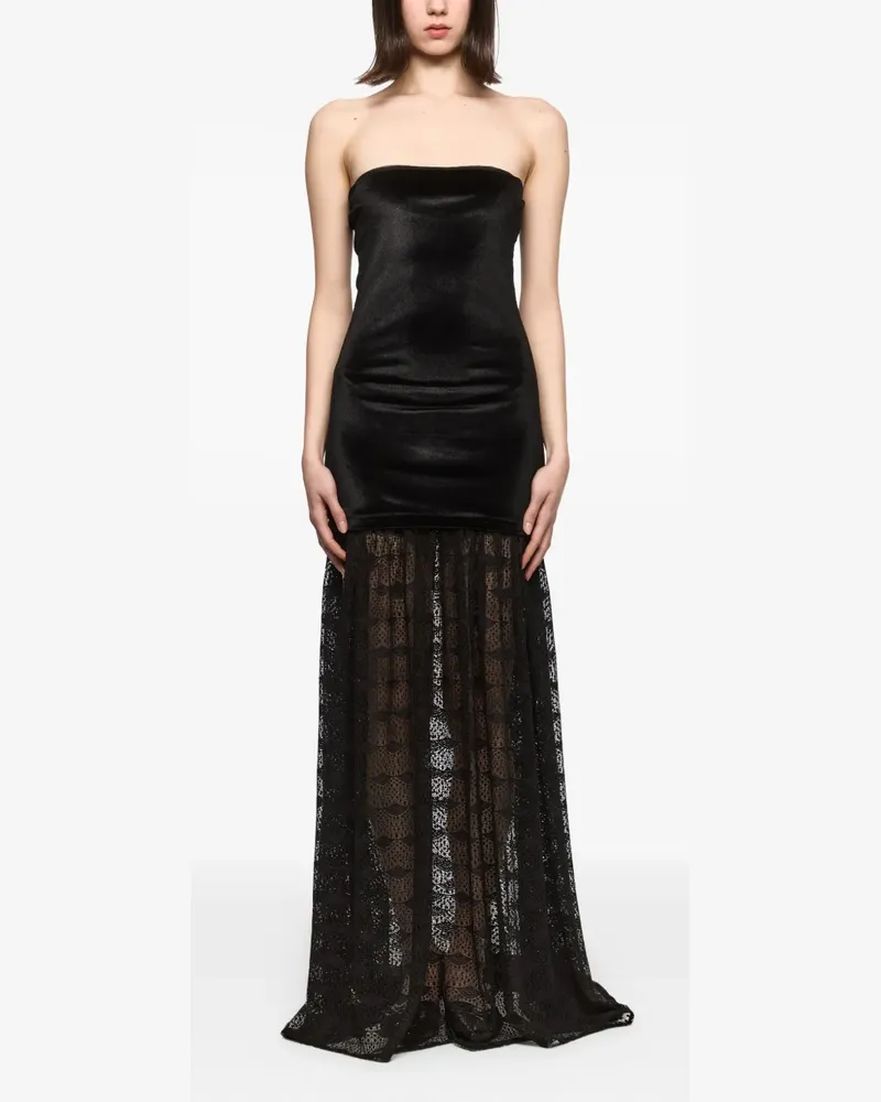 ATU Body Couture Schulterfreies Maxikleid mit Spitzeneinsatz - Schwarz Schwarz