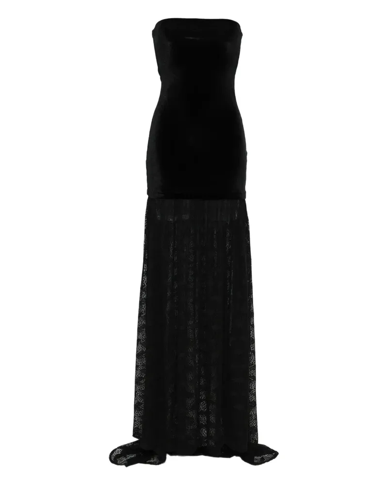 ATU Body Couture strapless lace-panel maxi dress - Schwarz Schwarz