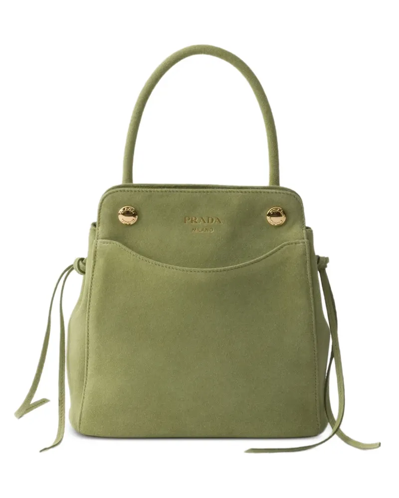 Prada Mini  Carry Handtasche aus Wildleder - Grün Grün