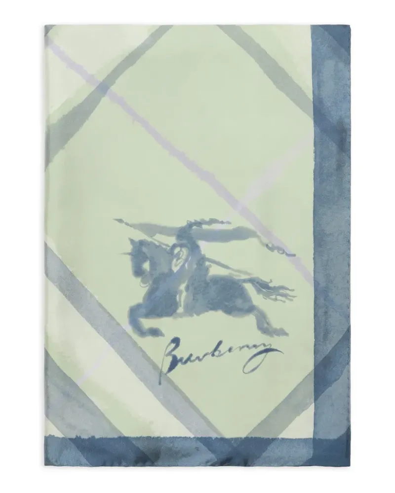 Burberry wide watercolour Check silk scarf - Grün Grün