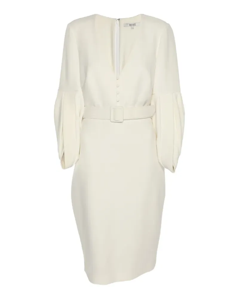 Badgley Mischka belted puff-sleeve dress - Nude Nude