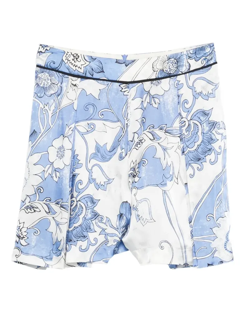Jucca Falten-Shorts mit Blumen-Print - Weiß Weiß