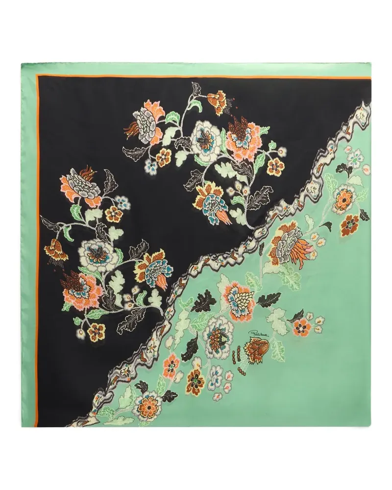 Roberto Cavalli Schal mit Blumenprint - Grün Grün