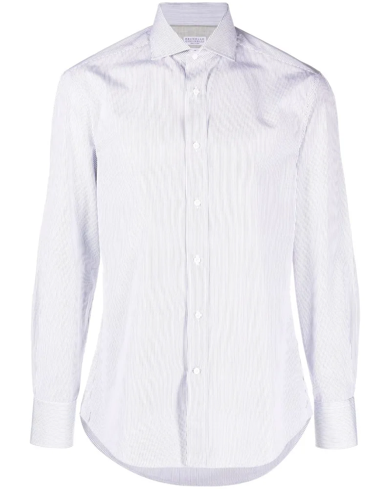 Brunello Cucinelli Gestreiftes Hemd - Weiß Weiß