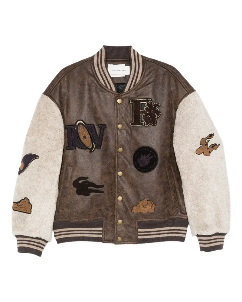 Feng Chen Wang Bomberjacke mit besticktem Patch - Braun Braun