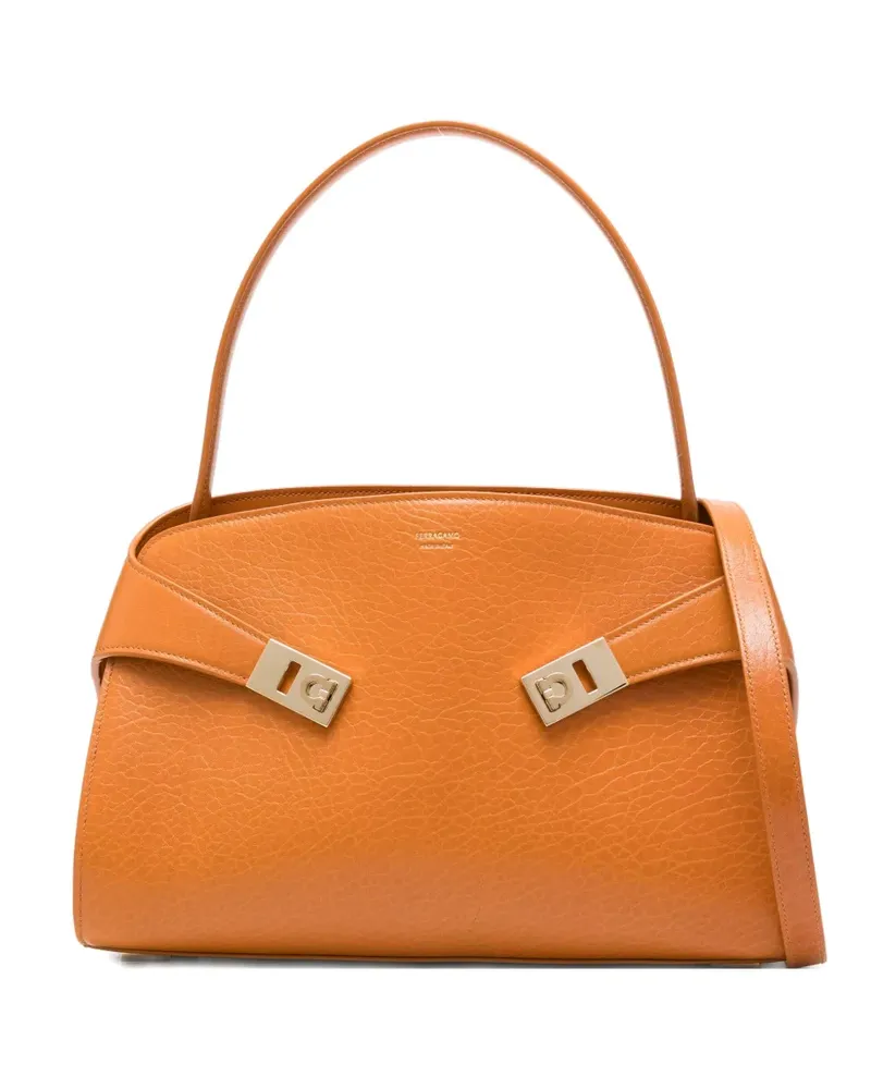 Ferragamo Hug Tote Bag mit gebogenem Verschluss - Orange Orange
