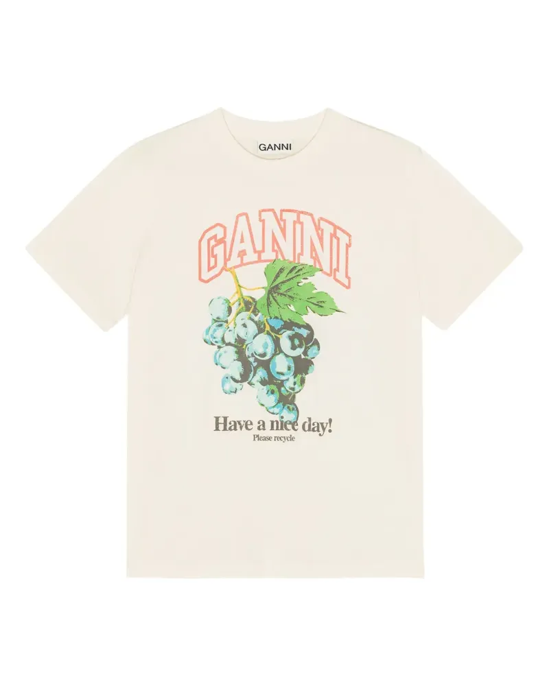 Ganni T-Shirt mit grafischem Print - Weiß Weiß