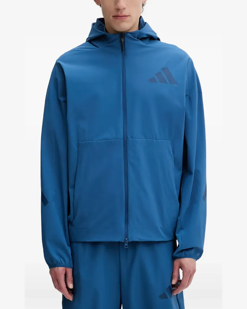 adidas Z.N.E. logo-print zip-up hoodie - Blau Blau