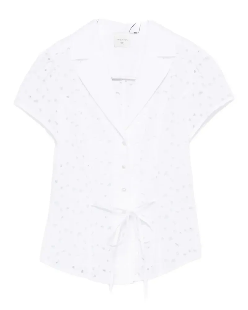ANDIATA broderie-anglaise tie-waist shirt - Weiß Weiß