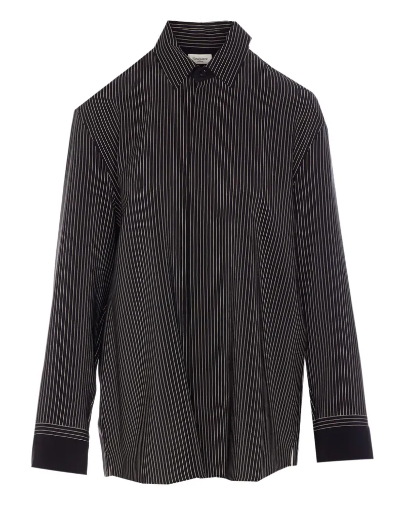 Saint Laurent Gestreiftes Hemd - Schwarz Schwarz