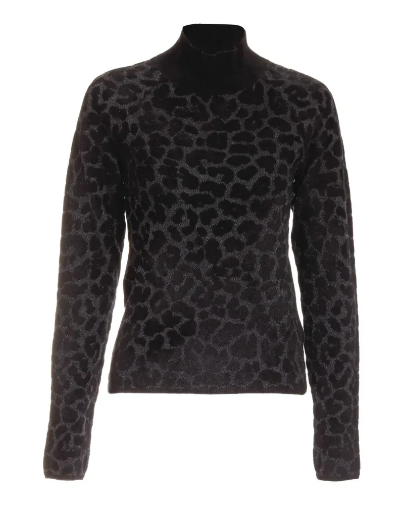 Just Cavalli Stehkragen-Pullover mit Leopardenprint - Schwarz Schwarz