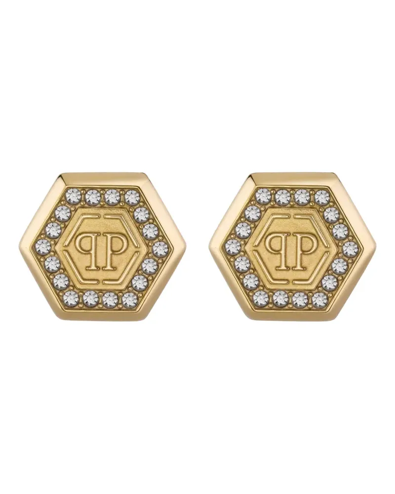 Philipp Plein hexagon crystal earrings - Gold Gold