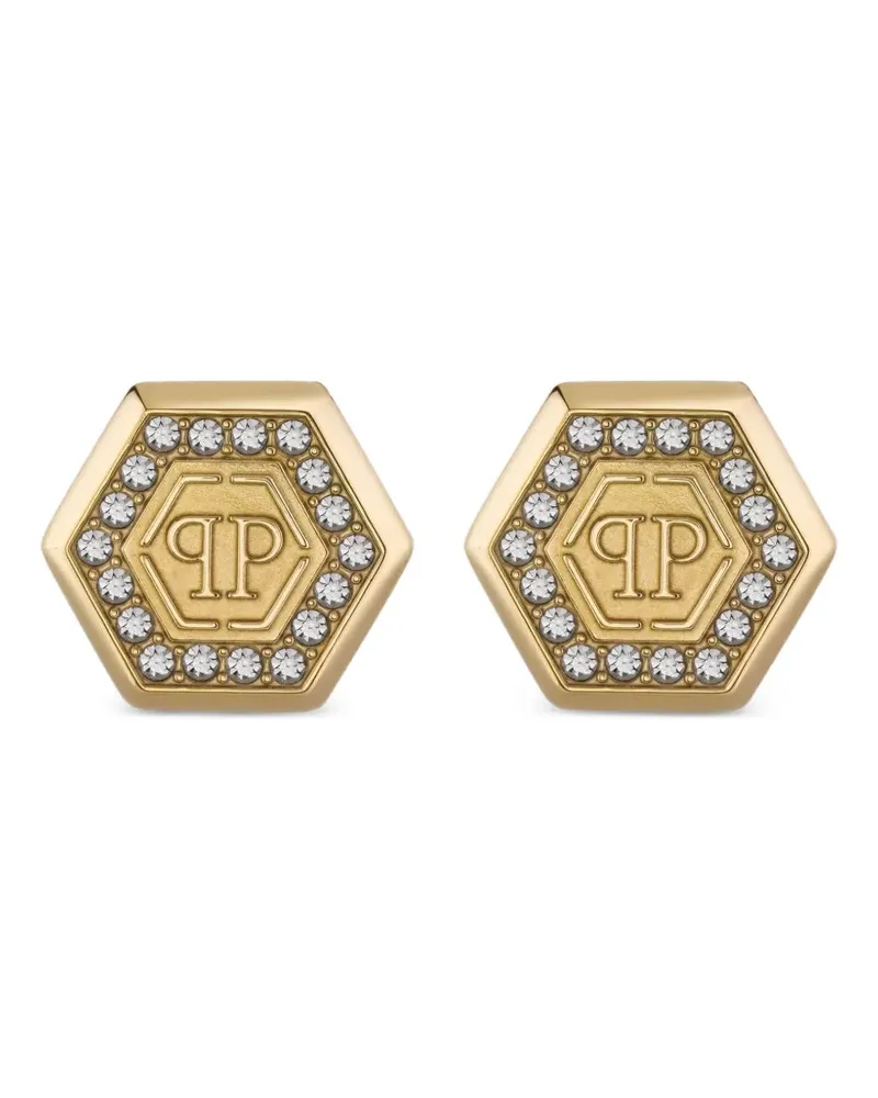 Philipp Plein hexagon crystal earrings - Gold Gold