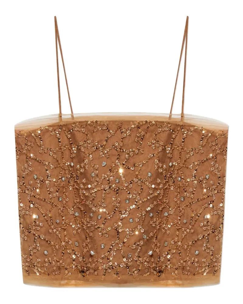 MUNTHE Nannali sequin-embellished bead-embellished top - Braun Braun