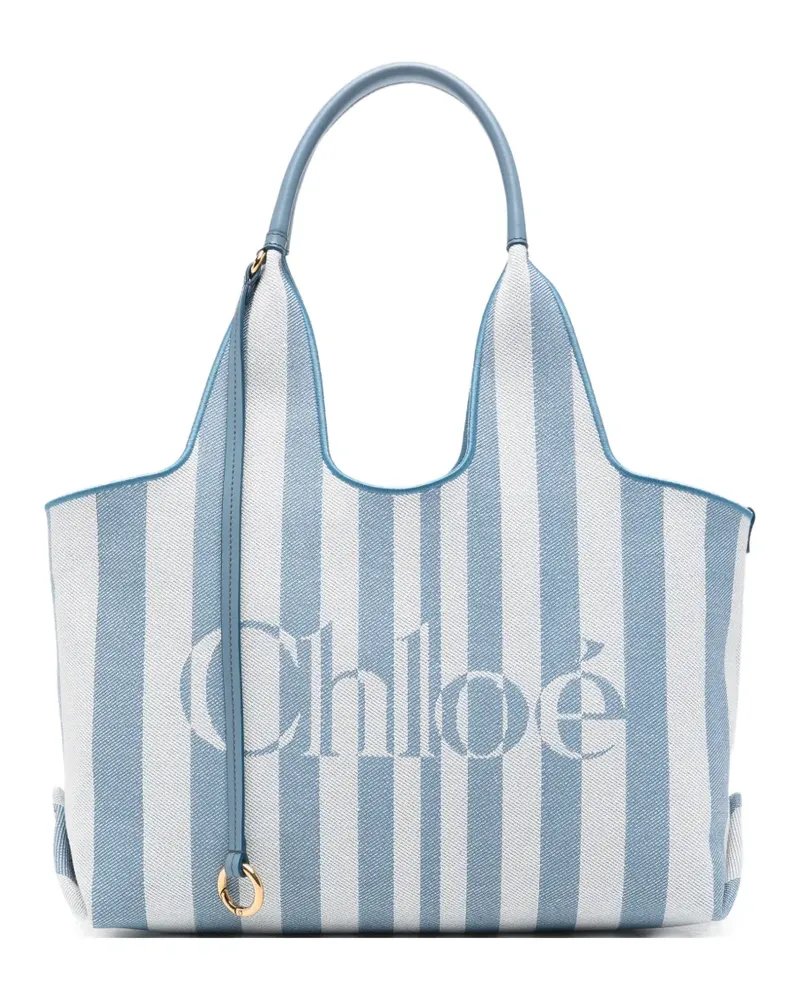 Chloé small Stripy east-west tote bag - Blau Blau