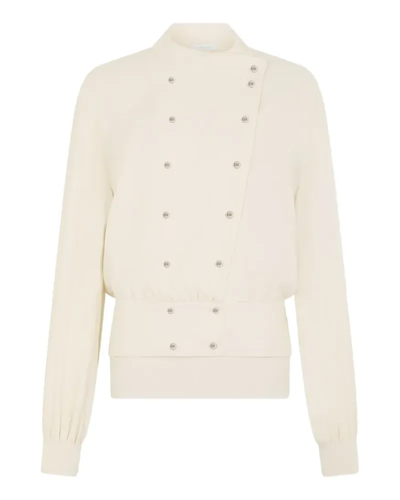 Paco Rabanne Beige Kreppbluse mit perleninspirierten Schmuckknöpfen - Nude Nude