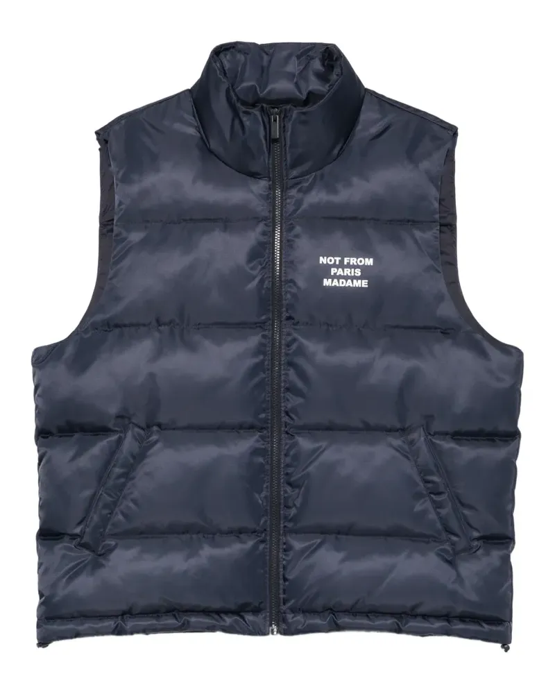 Drôle de Monsieur slogan-print zip-up gilet - Blau Blau