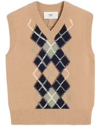 AMI Paris Pullunder mit Argyle-Muster Nude