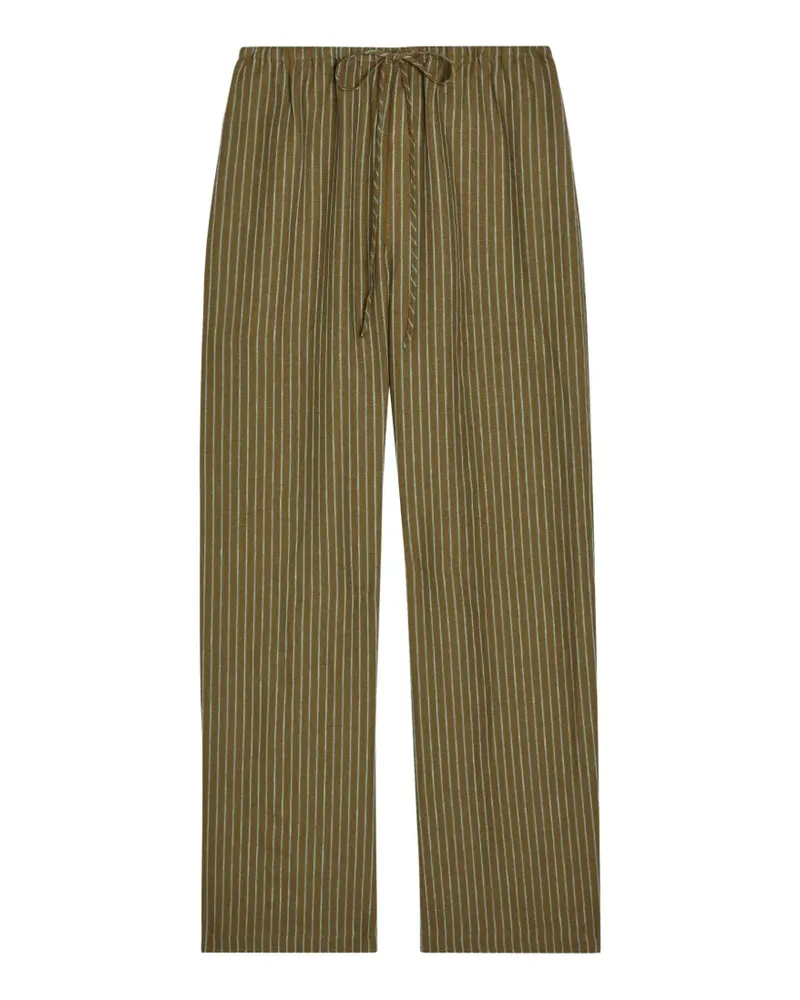 STAUD Mateo striped straight-leg trousers - Braun Braun