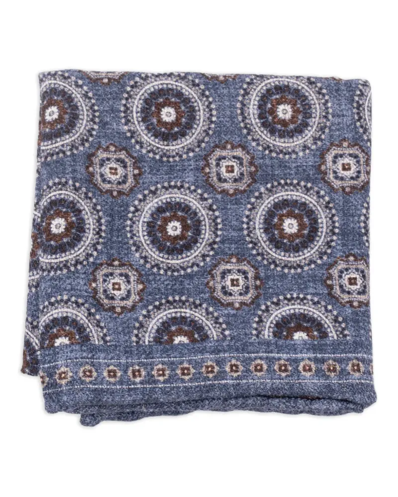 Brunello Cucinelli Einstecktuch mit geometrischem Print - Blau Blau