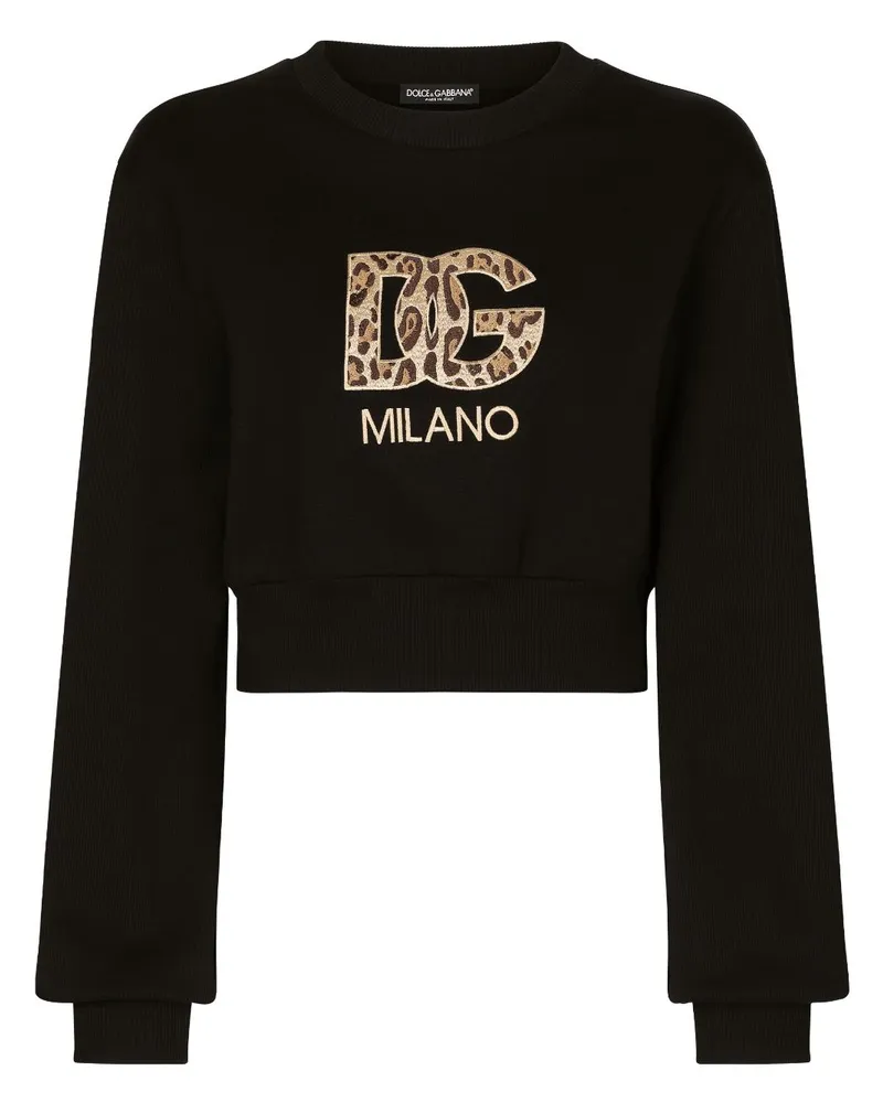 Dolce & Gabbana Cropped-Sweatshirt mit Logo - Schwarz Schwarz