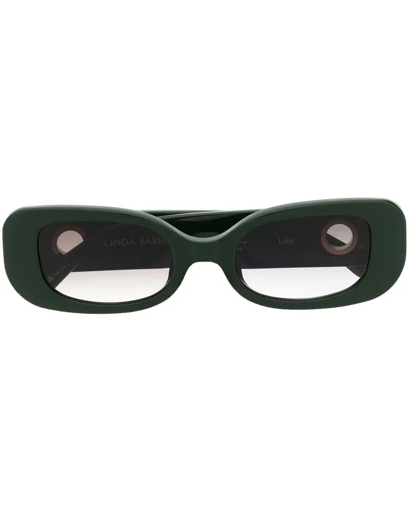 Linda Farrow Eckige Sonnenbrille mit Logo-Schild - Grün Grün