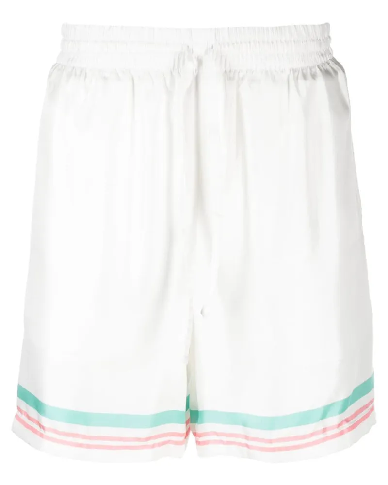 Casablanca Paris Tennis Club Icon Shorts aus Seide - Weiß Weiß