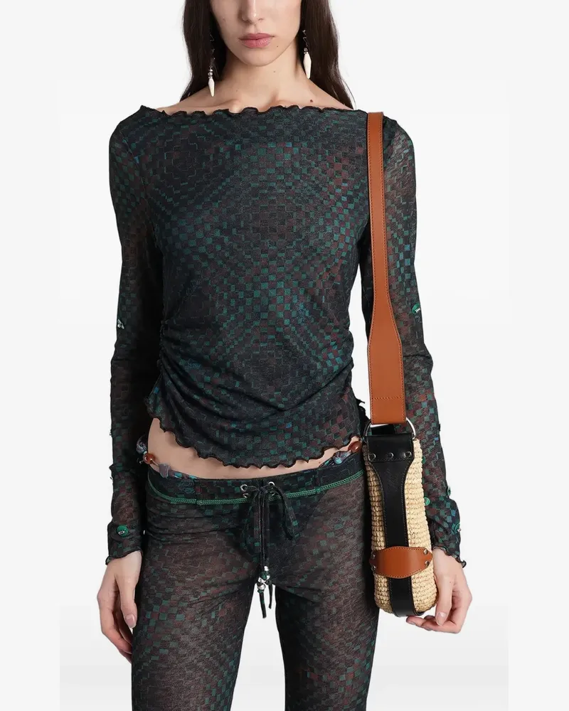 SIEDRES checkered ruched top - Grün Grün