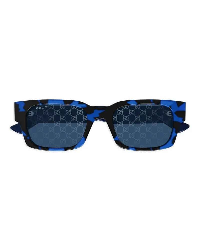 Gucci GG Monogram rectangle-frame sunglasses - Blau Blau