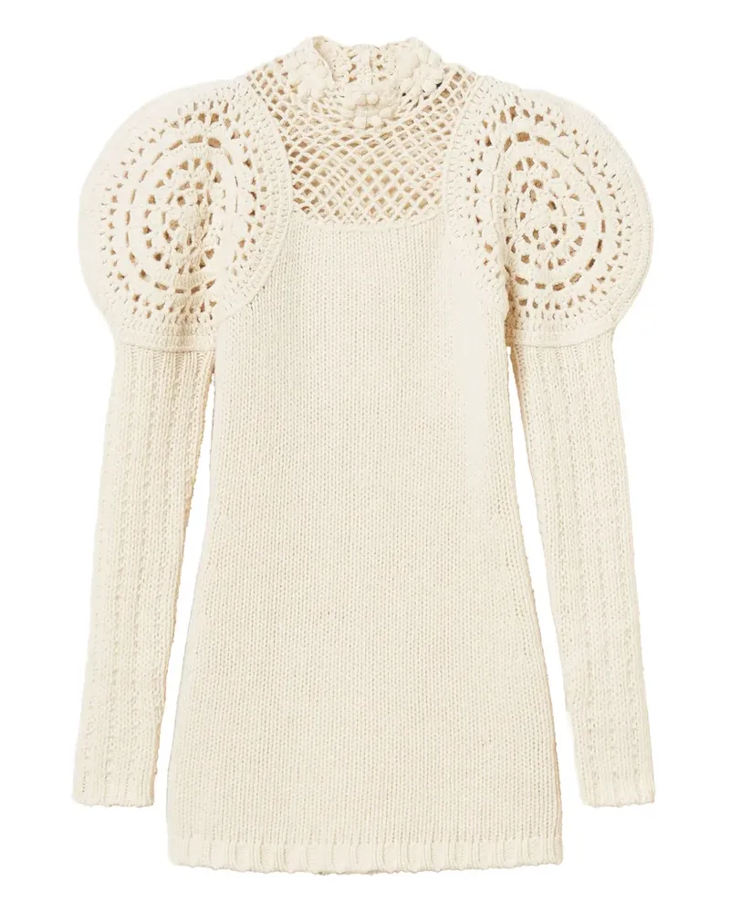 Twin-Set Gehäkeltes Kleid mit Puffärmeln - Nude Nude