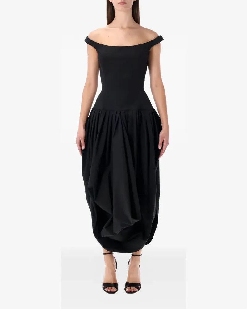 Magda Butrym Schulterfreies Midikleid - Schwarz Schwarz