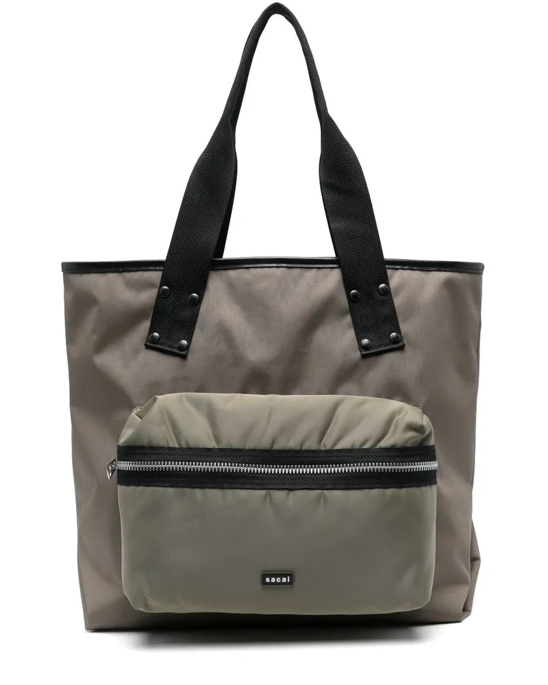 Sacai Große Pocket Tote Bag - Grün Grün