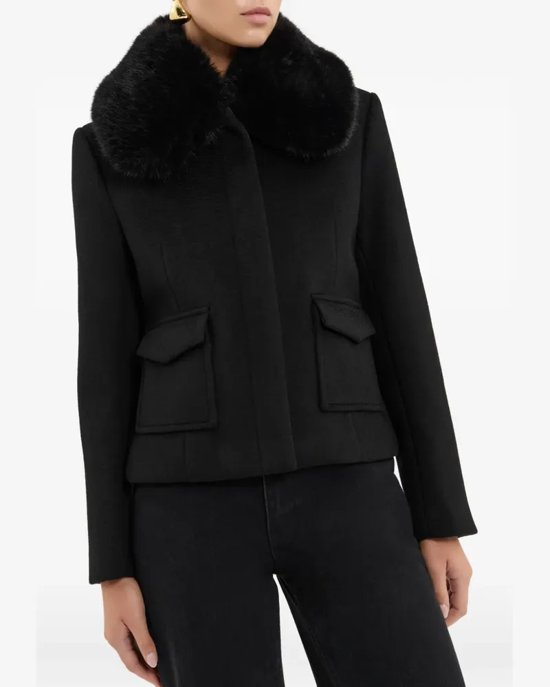 Rebecca Vallance Cropped-Mantel mit Pelzkragen - Schwarz Schwarz