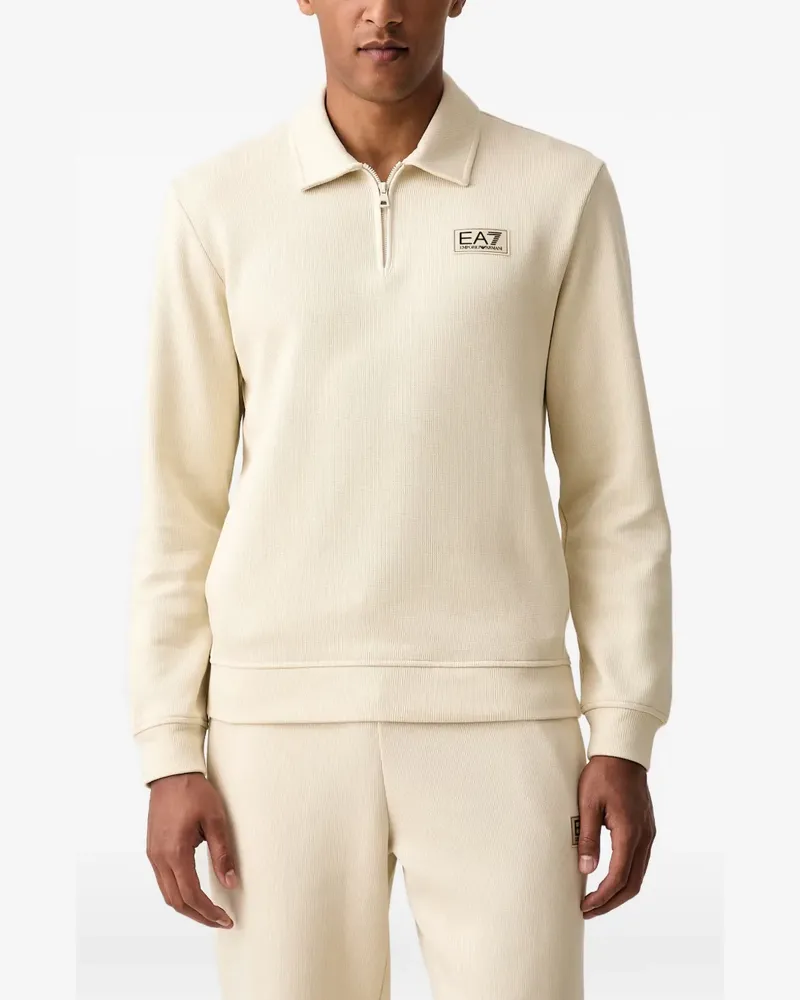 EA7 logo-patch zip-neck sweater - Weiß Weiß
