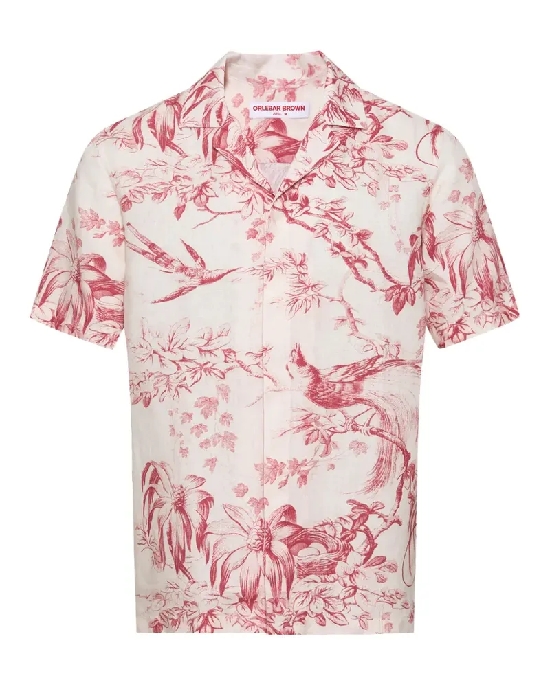 Orlebar Brown Maitan Leinenhemd mit Blumenprint - Rosa Rosa
