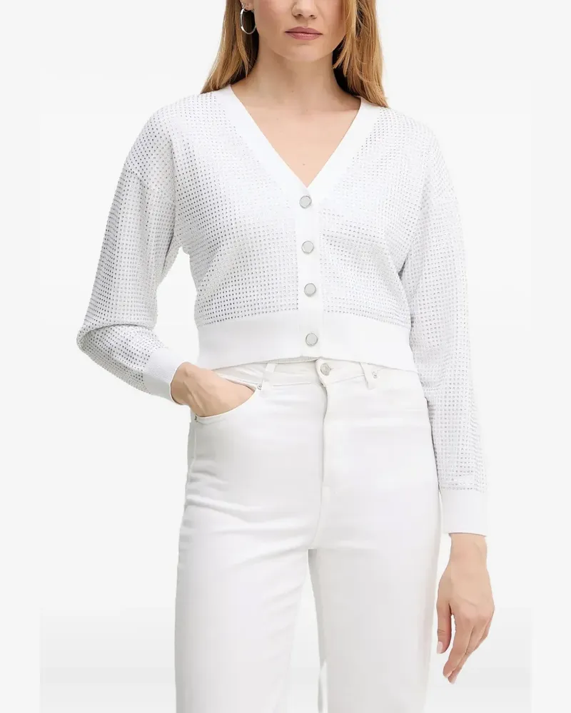 Guess Cardigan mit Lochstrickmuster - Weiß Weiß