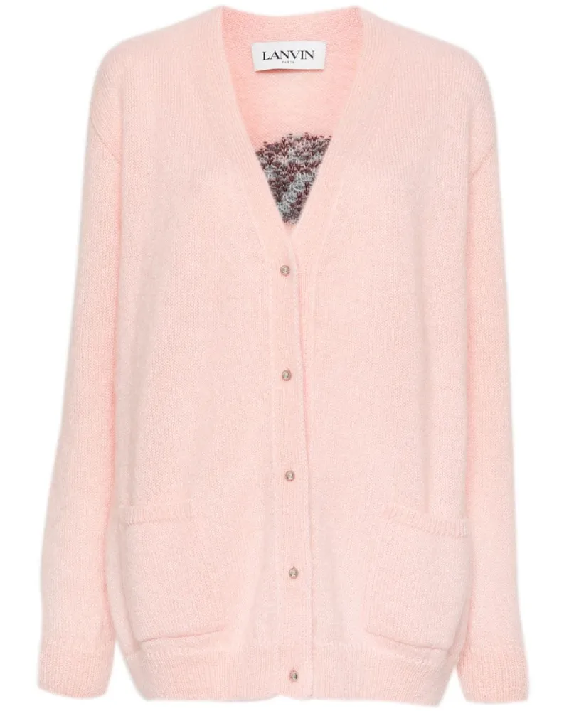 Lanvin Cardigan mit Intarsien-Logo Rosa