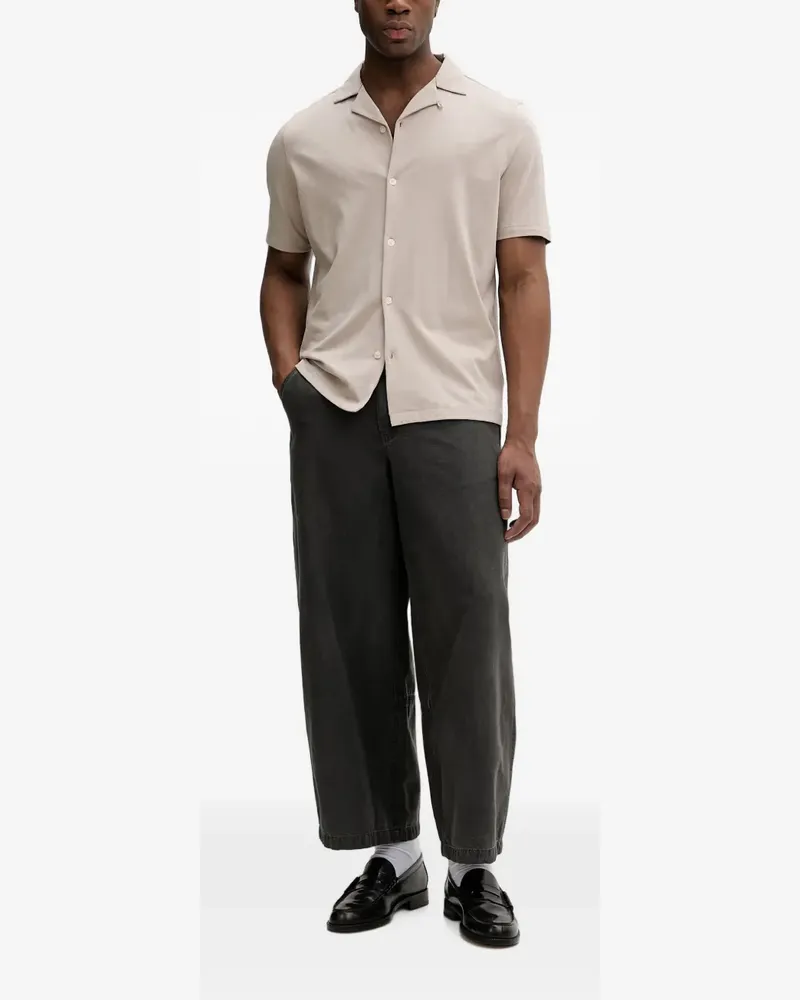 AllSaints Hudson embroidered-logo short-sleeve shirt - Nude Nude