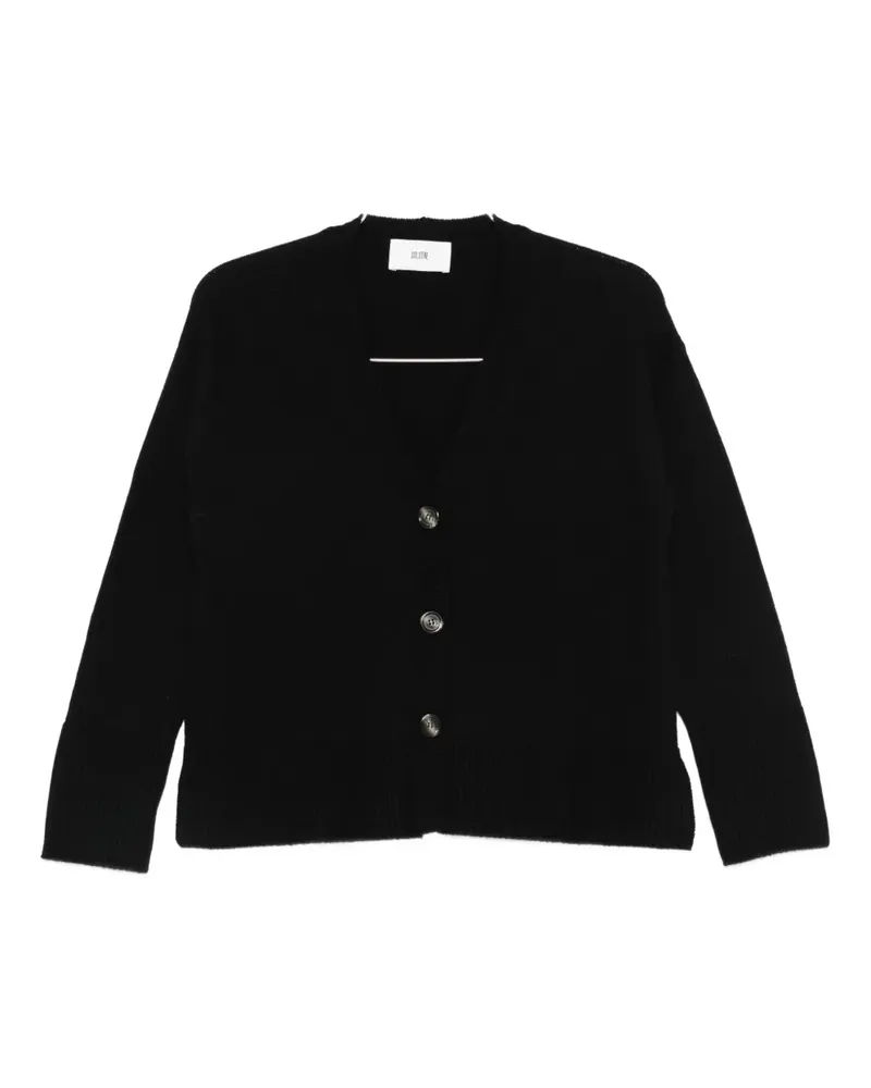 SOLOTRE V-neck ribbed-trim cardigan - Schwarz Schwarz