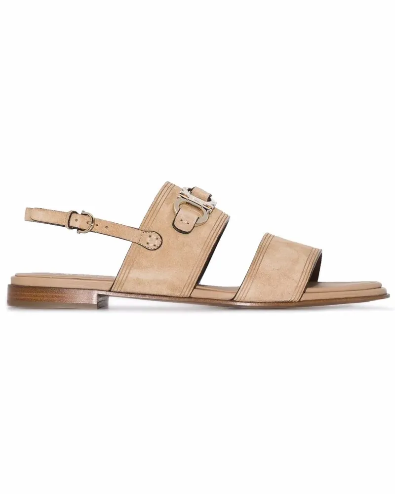 Ferragamo Sandalen mit Gancini-Schild - Nude Nude