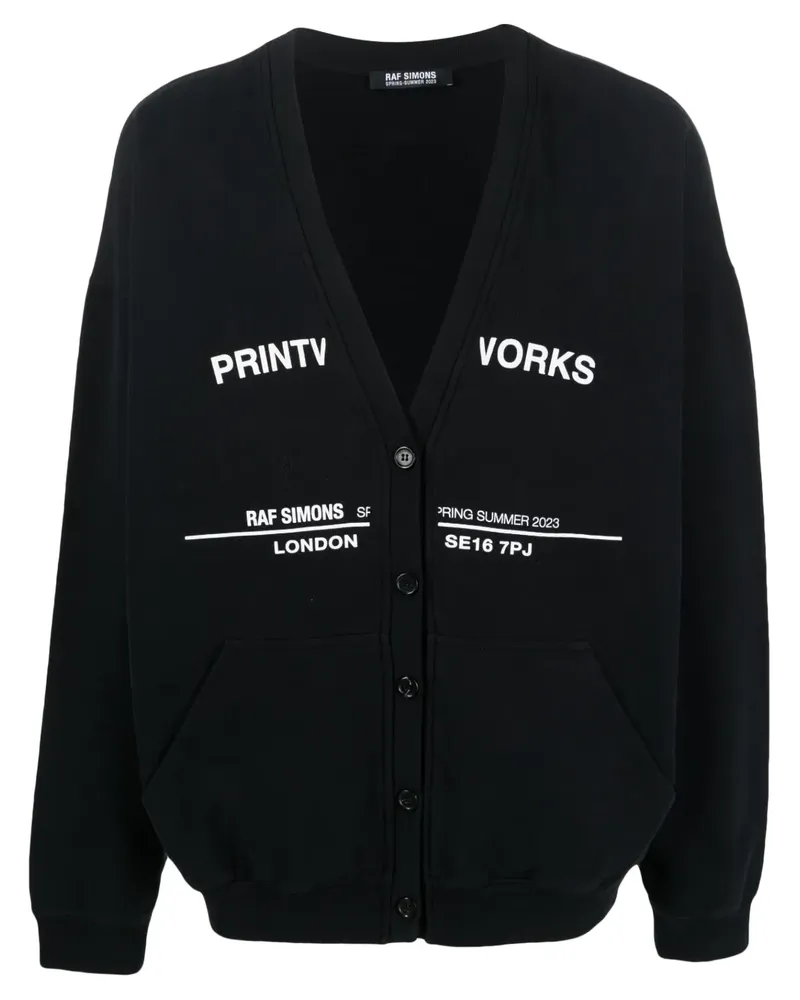 Raf Simons Cardigan aus Fleece mit Print - Schwarz Schwarz