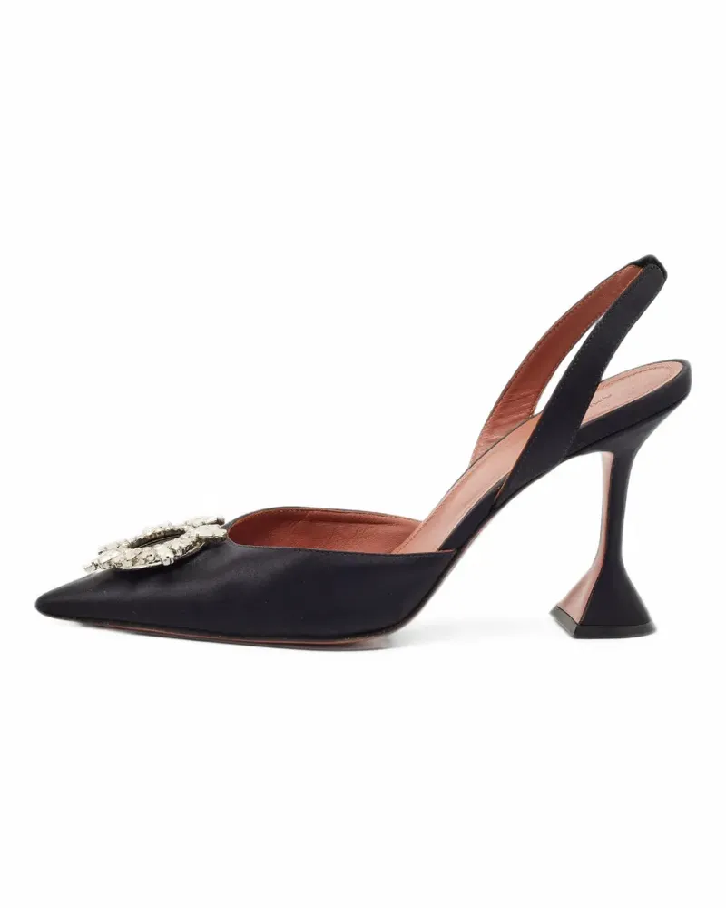 Amina Muaddi Begum Slingback-Pumps mit Kristallen - Schwarz Schwarz