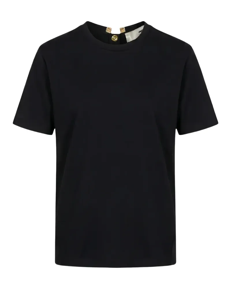 Elisabetta Franchi logo-button T-shirt - Schwarz Schwarz