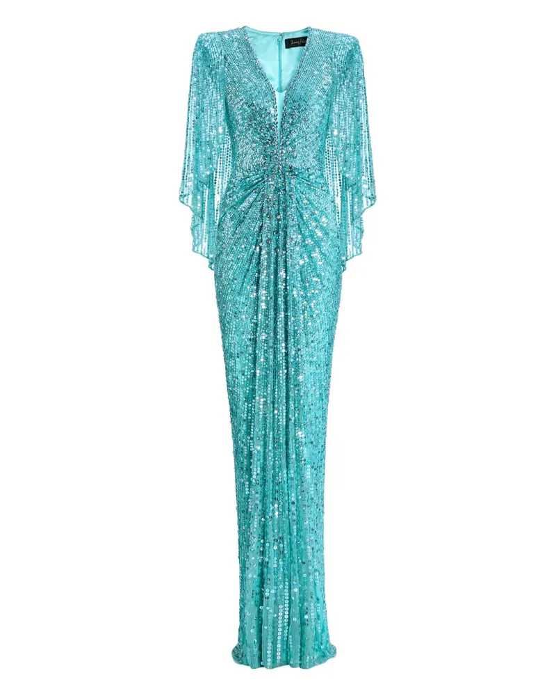 Jenny Packham Trägerkleid mit Pailletten - Blau Blau