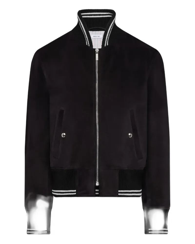 Thom Browne Gerippte Bomberjacke aus Wildleder - Schwarz Schwarz