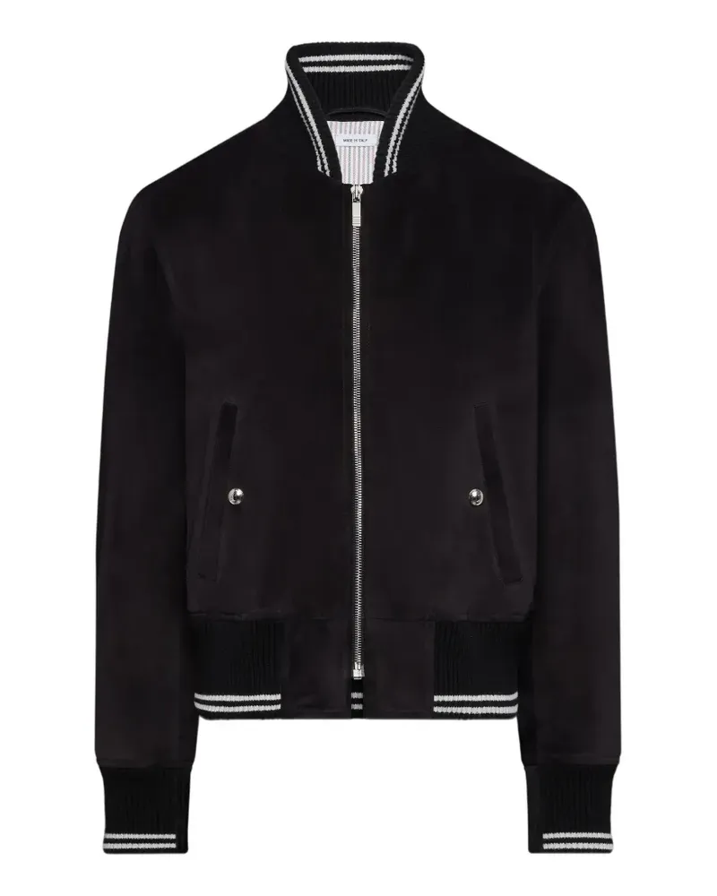 Thom Browne Gerippte Bomberjacke aus Wildleder - Schwarz Schwarz